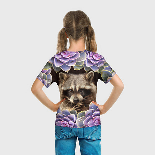 Детская футболка Енот среди цветов / 3D-принт – фото 6