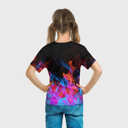 Детская футболка ТРИ ОГНЯ FIRE СИНИЙ ОГОНЬ / 3D-принт – фото 6