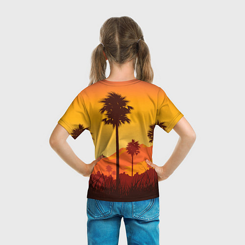 Детская футболка Лето, Пальмы, вечер / 3D-принт – фото 6
