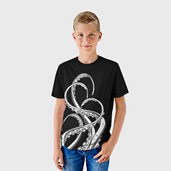 Футболка детская Octopus Black and White, цвет: 3D-принт — фото 2