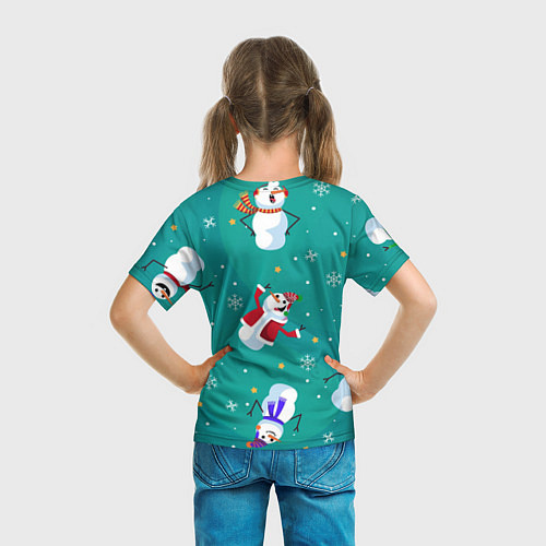 Детская футболка РазНые Снеговики / 3D-принт – фото 6