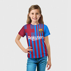 Футболка детская Домашняя форма ФК «Барселона», цвет: 3D-принт — фото 2