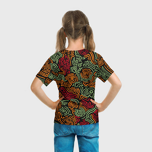 Детская футболка Абстрактный узор линии / 3D-принт – фото 6