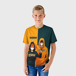 Футболка детская Хината и Кагеяма из Карасуно, цвет: 3D-принт — фото 2