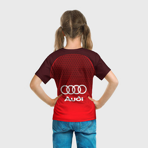 Детская футболка AUDI красная сетка / 3D-принт – фото 6
