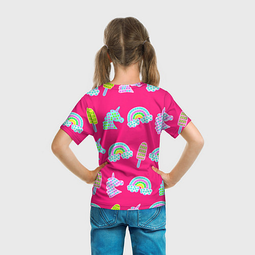 Детская футболка Pop it радуга и единорог / 3D-принт – фото 6