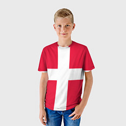 Футболка детская Дания Флаг Дании, цвет: 3D-принт — фото 2