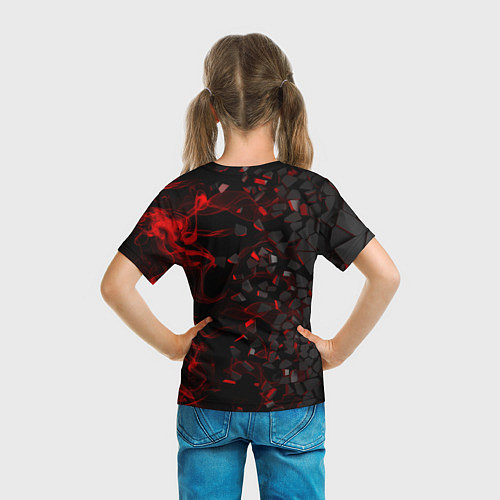 Детская футболка 3Д Разлом 3D Плиты и огонь / 3D-принт – фото 6