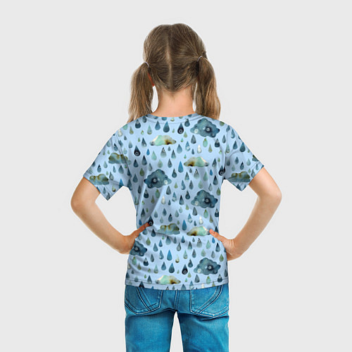 Детская футболка Дождливая осень Тучки и дождь / 3D-принт – фото 6