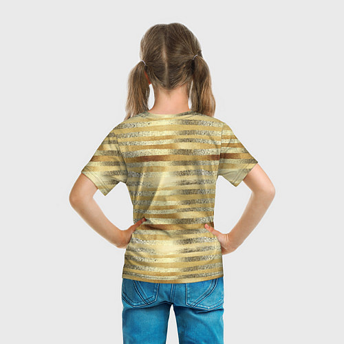 Детская футболка Золотой фламинго и цветок / 3D-принт – фото 6