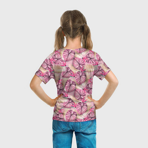 Детская футболка Розовый тропический узор / 3D-принт – фото 6