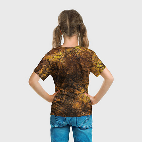 Детская футболка Желто-черная текстура камня / 3D-принт – фото 6