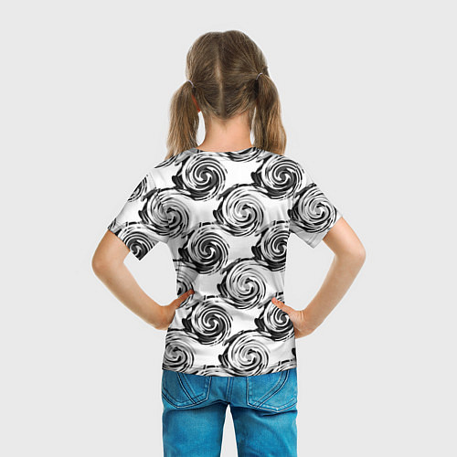 Детская футболка Черно-белый абстрактный узор / 3D-принт – фото 6
