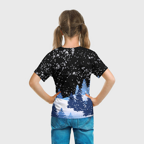 Детская футболка Снежная ночь в зимнем лесу / 3D-принт – фото 6