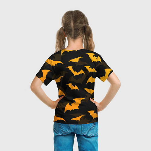 Детская футболка ЛЕТУЧИЕ МЫШИ НОЧЬ ХЕЛЛОУИН HALLOWEEN NIGHT BATS / 3D-принт – фото 6