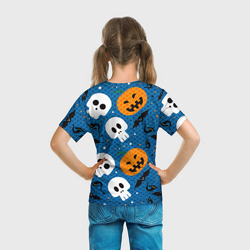 Детская футболка ЧЕРЕПА И ТЫКВЫ HALLOWEEN / 3D-принт – фото 6