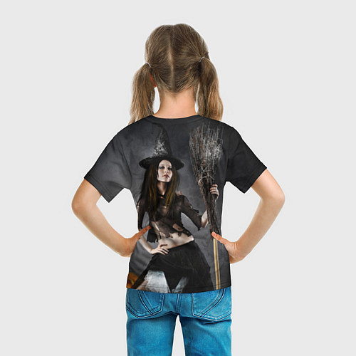 Детская футболка Милая ведьма с метлой / 3D-принт – фото 6