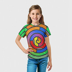 Футболка детская Маечная спираль мозаика, цвет: 3D-принт — фото 2