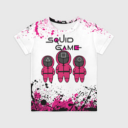 Футболка детская ИГРА В КАЛЬМАРА, СТРАЖИ БРЫЗГИ КРАСОК, цвет: 3D-принт
