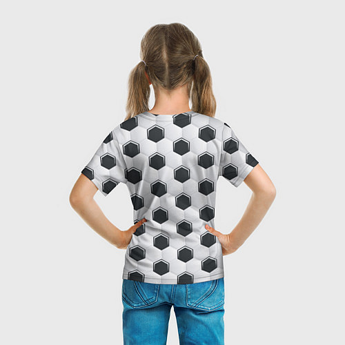 Детская футболка Текстура футбольного мяча / 3D-принт – фото 6