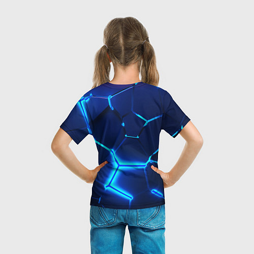 Детская футболка 3D ПЛИТЫ NEON STEEL НЕОНОВЫЕ ПЛИТЫ / 3D-принт – фото 6