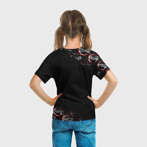 Детская футболка КЛИНОК РАССЕКАЮЩИЙ ДЕМОНОВ БРЫЗГИ КРАСОК / 3D-принт – фото 6