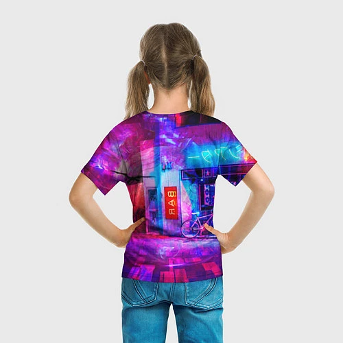 Детская футболка Zero Two в неоновом городе / 3D-принт – фото 6