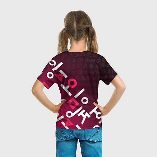 Детская футболка Игра в кальмара: Иероглифы / 3D-принт – фото 6