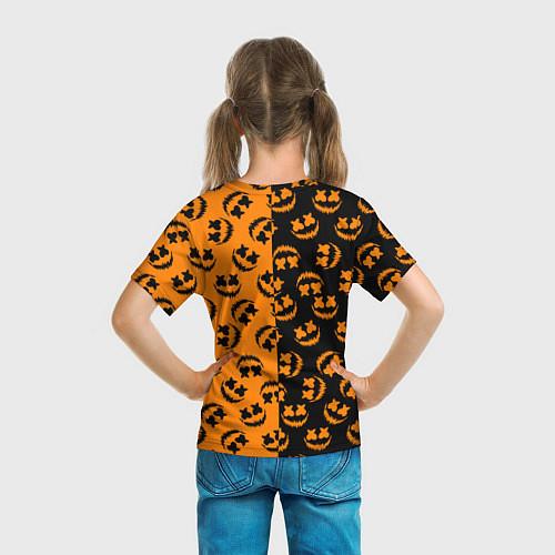 Детская футболка УЛЫБКА ТЫКВЫ ХЕЛЛОУИН / 3D-принт – фото 6