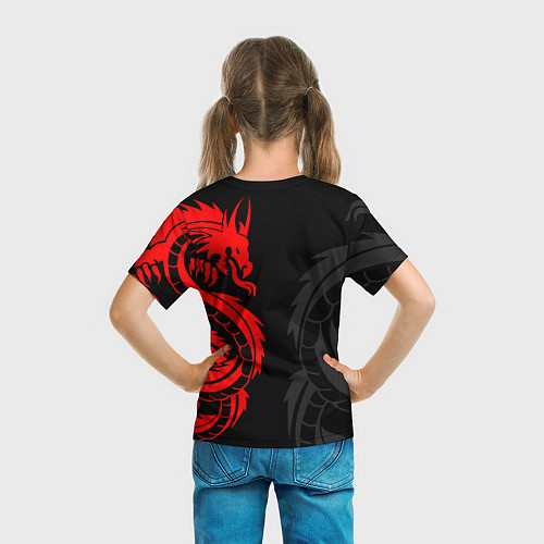 Детская футболка КРАСНЫЙ ДРАКОН ТАТУ RED DRAGON TATTOO / 3D-принт – фото 6