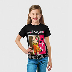 Футболка детская ИГРА В КАЛЬМАРА КУКЛА DOLL, цвет: 3D-принт — фото 2