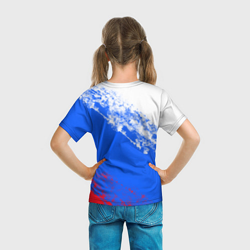 Детская футболка Флаг РФ триколор / 3D-принт – фото 6