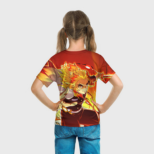 Детская футболка Ренгоку Кёджуро, Клинок рассекающий демонов / 3D-принт – фото 6