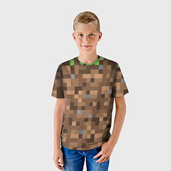 Футболка детская ЗЕМЛЯ DIRT MINECRAFT, цвет: 3D-принт — фото 2