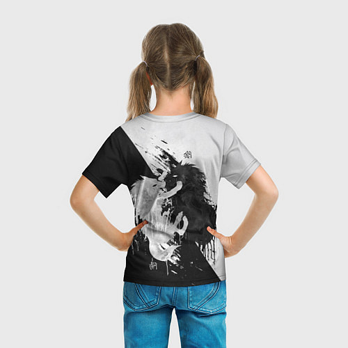 Детская футболка ИНЬ ЯНЬ ВОЛКИ ЧЁРНО БЕЛЫЙ / 3D-принт – фото 6