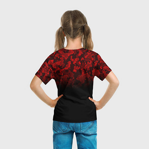 Детская футболка BLACK RED CAMO RED MILLITARY / 3D-принт – фото 6