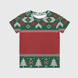 Футболка детская Knitted Christmas Pattern, цвет: 3D-принт