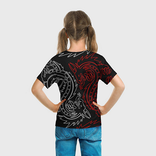 Детская футболка БЕЛО КРАСНЫЙ ДРАКОН RED WHITE DRAGON / 3D-принт – фото 6