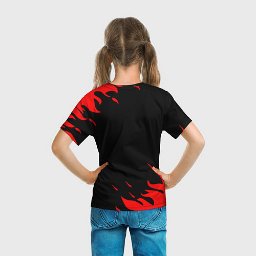 Детская футболка GEOMETRY DASH DEMON RED FIRE / 3D-принт – фото 6