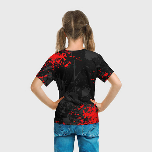 Детская футболка GOD OF WAR LOGO RED, БРЫЗГИ КРАСОК / 3D-принт – фото 6