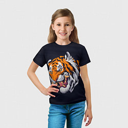 Футболка детская Саблезубый тигр голова, цвет: 3D-принт — фото 2