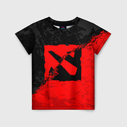 Футболка детская DOTA 2 RED BLACK LOGO, БРЫЗГИ КРАСОК, цвет: 3D-принт