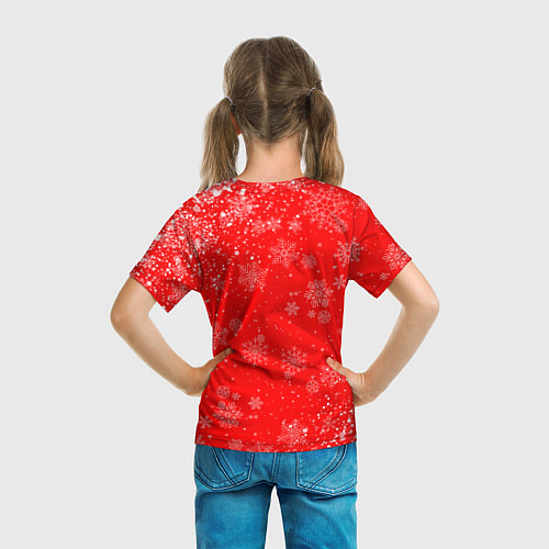 Детская футболка НОВОГОДНИЙ ОЛЕНЬ И ЧАШКА КОФЕ / 3D-принт – фото 6