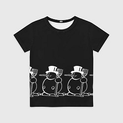Футболка детская Снеговик на черном фоне, цвет: 3D-принт