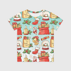 Футболка детская Рождественский узорный принт, цвет: 3D-принт