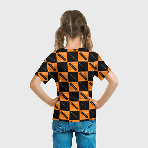 Детская футболка Black Orange Squares / 3D-принт – фото 6