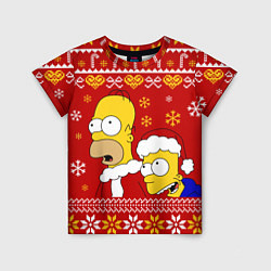 Футболка детская Новогодний Гомер и Барт Симпсоны, цвет: 3D-принт