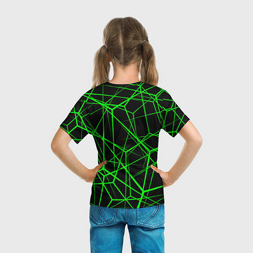 Детская футболка Зеленые Полигоны Матрица / 3D-принт – фото 6