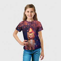 Футболка детская РЫЖИЙ КОТ И БАБОЧКА, цвет: 3D-принт — фото 2