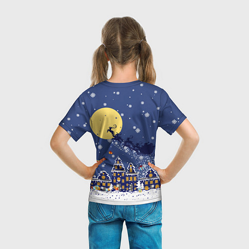 Детская футболка Санта Клаус на оленях в небе / 3D-принт – фото 6
